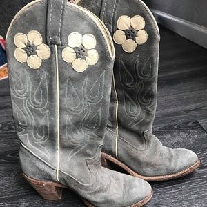 Acme Vintage Grey Suede Cowboy Western Boots 5.5